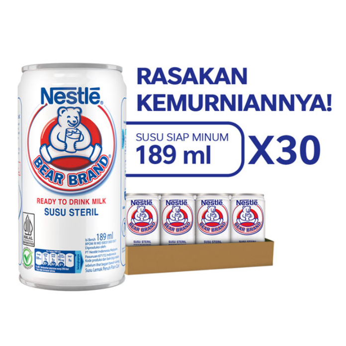 

Nestle Bear Brand Susu Steril 189ml (1 kaleng) Noel Zhops