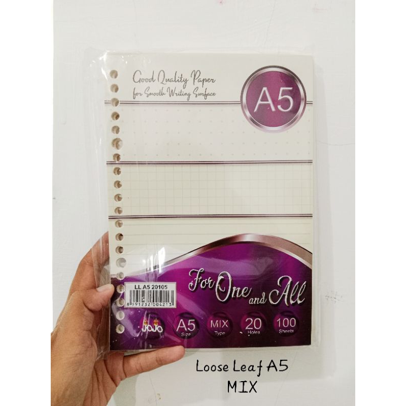 

Loose Leaf Kertas Binder A5 Mix 100 lembar