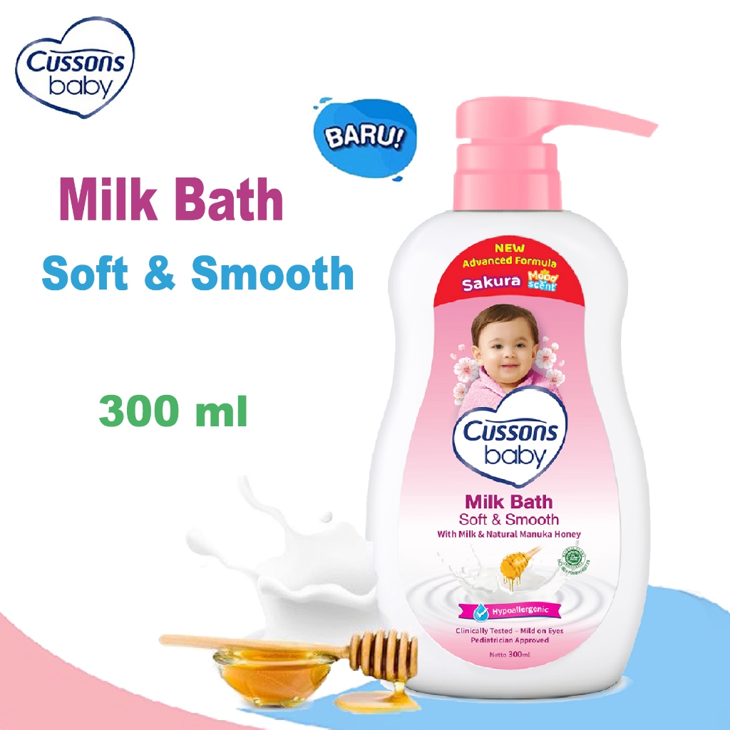 Cussons Baby Milk Bath Soft & Smooth 300ml Pump - Sabun Mandi Cair Bayi