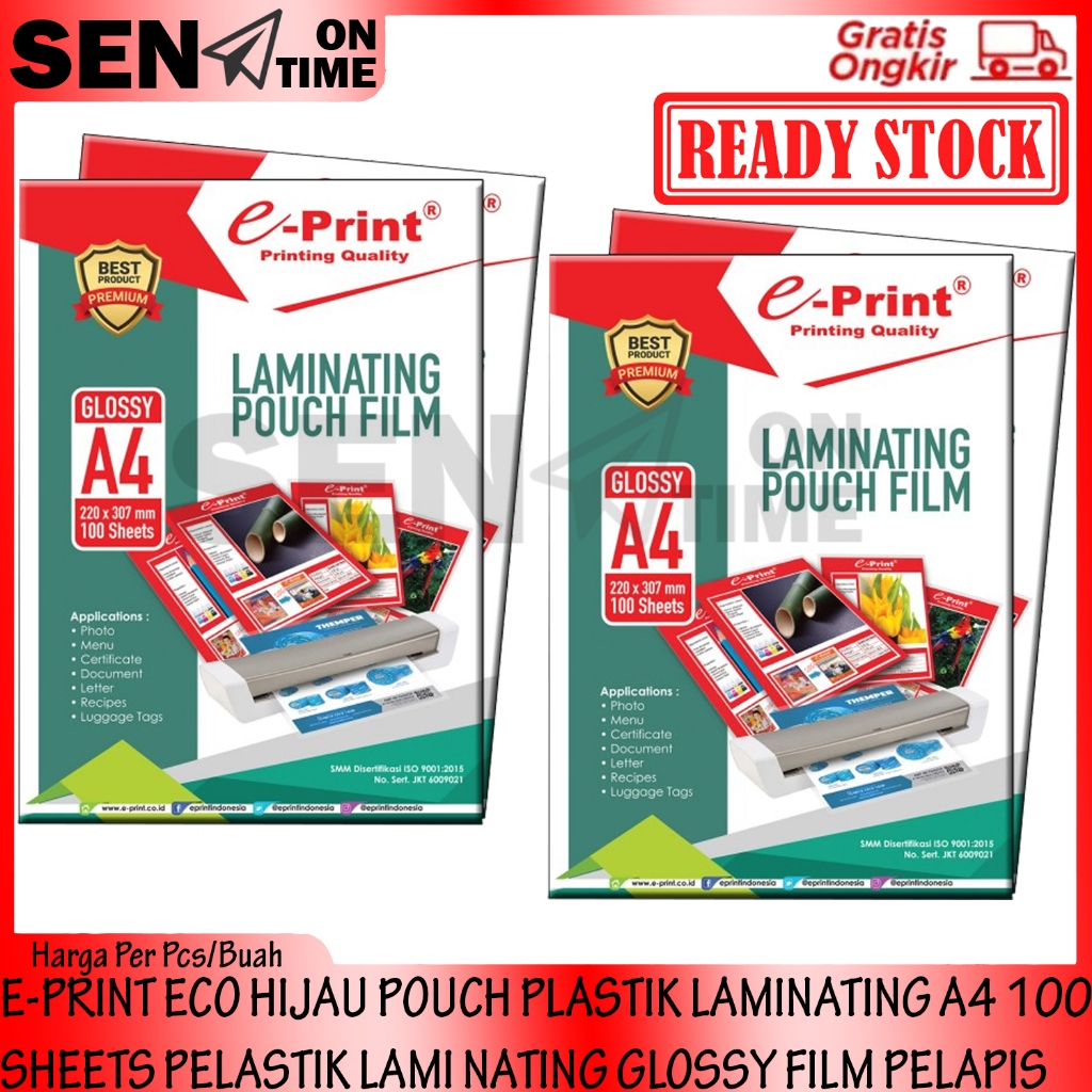 

E-PRINT ECO HIJAU PLASTIK LAMINATING A4 100 SHEETS PELASTIK LAMI NATING GLOSSY POUCH FILM PELAPIS MELAPISI KTP SERTIFIKAT DOKUMEN DOCUMEN PENGHARGAAN ISI 100 PCS 220X307 MM LAPISAN MELINDUNGI PELINDUNG SURAT MENYURAT KARTU PHOTO FOTO DOCUMENT DOCUMEN