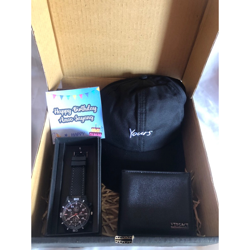 HAMPERS COWOK (Jam Tangan,Dompet,Topi)