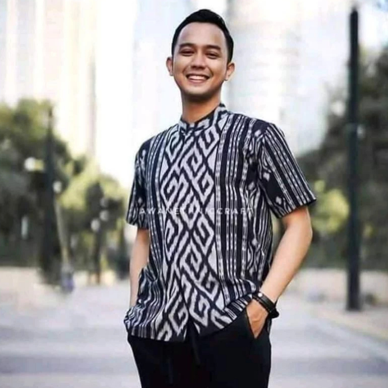 Kemeja lengan pendek pria tenun kemeja pria baju hem motif tenun