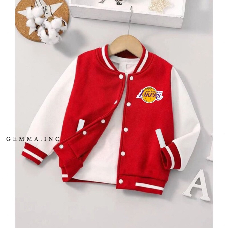 Jaket Varsity Anak Perempuan Laki Laki Lakers Umur 2 3 4 5 6 7 8 9 10 11 12 Tahun Jaket Baseball Ana
