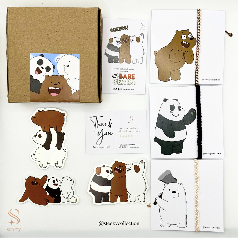 WeBareBear Inspired Bestie Bracelet- Gelang Persahabatan / Gelang Couple 3 / Bestie Couple Bracelet 