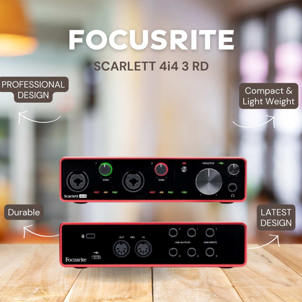FOCUSRITE SCARLETT 4i4 3 RD GEN / 4i4 3RD GEN USB AUDIO INTERFACE RESMI FOCUSRITE