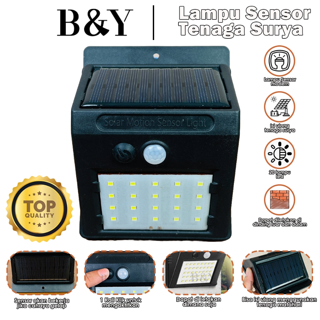 Lampu Solar Tenaga Surya Matahari 20 LED / Lampu Taman / lampu Rumah Tangga / Lampu Sorot Tenaga Sur