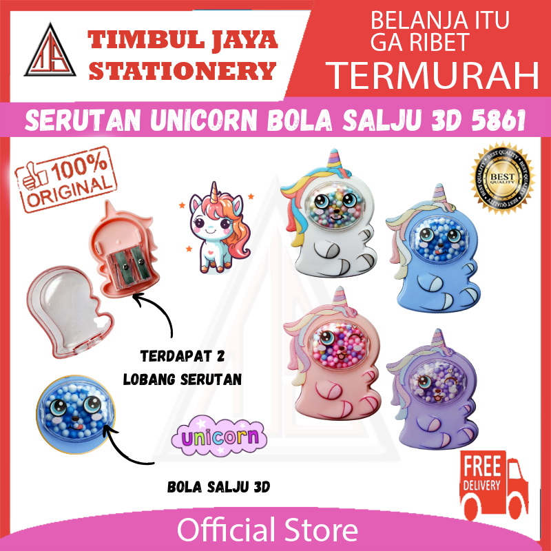 

Serutan pensil Unicorn Bola salju 3d Rautan pensil 2 lubang Karakter lucu 5861