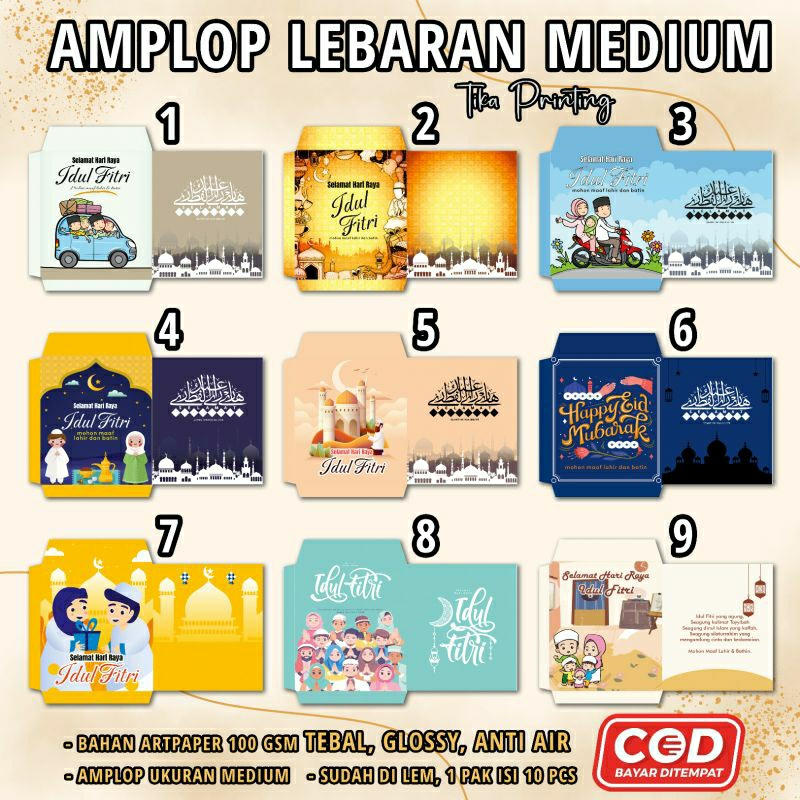 

(ISI 10PCS) AMPLOP MEDIUM LEBARAN MODEL BIASA MEDIUM harga ISI PER PAK ANGPAO UANG THR IDUL FITRI PARCEL SNACK HARI RAYA