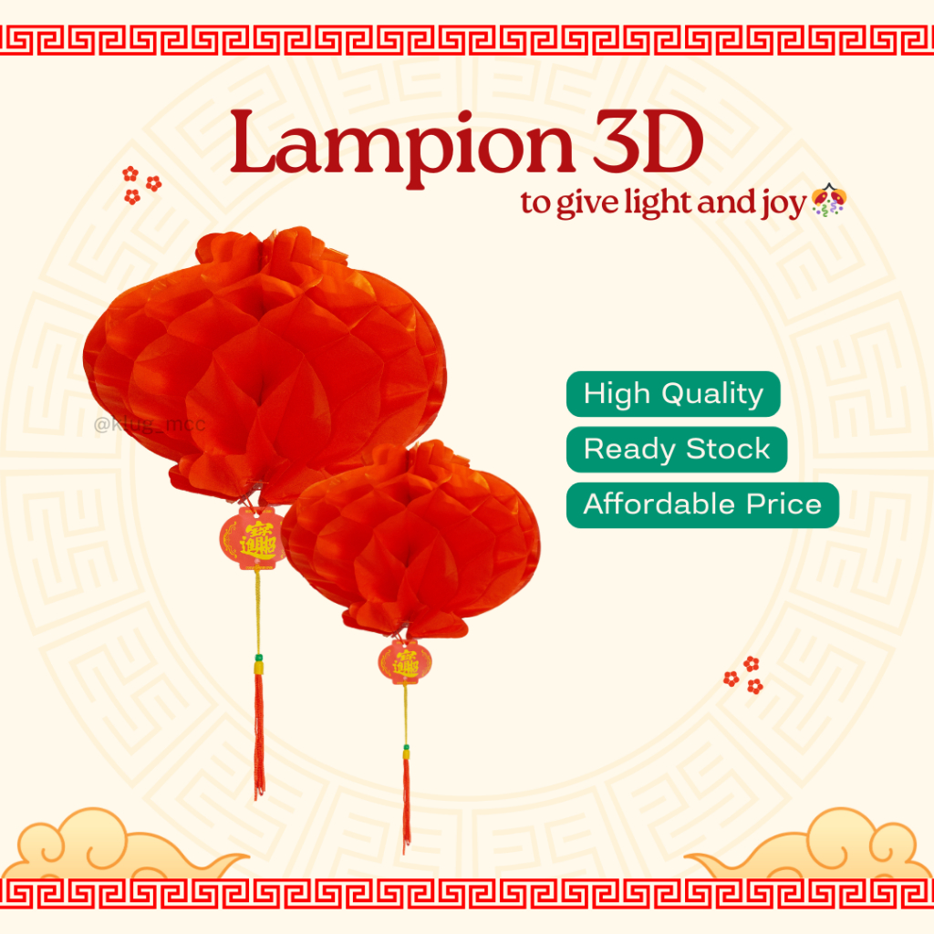 Hiasan Imlek Gantungan Lampion 3D Kertas Merah LIMITED STOCK