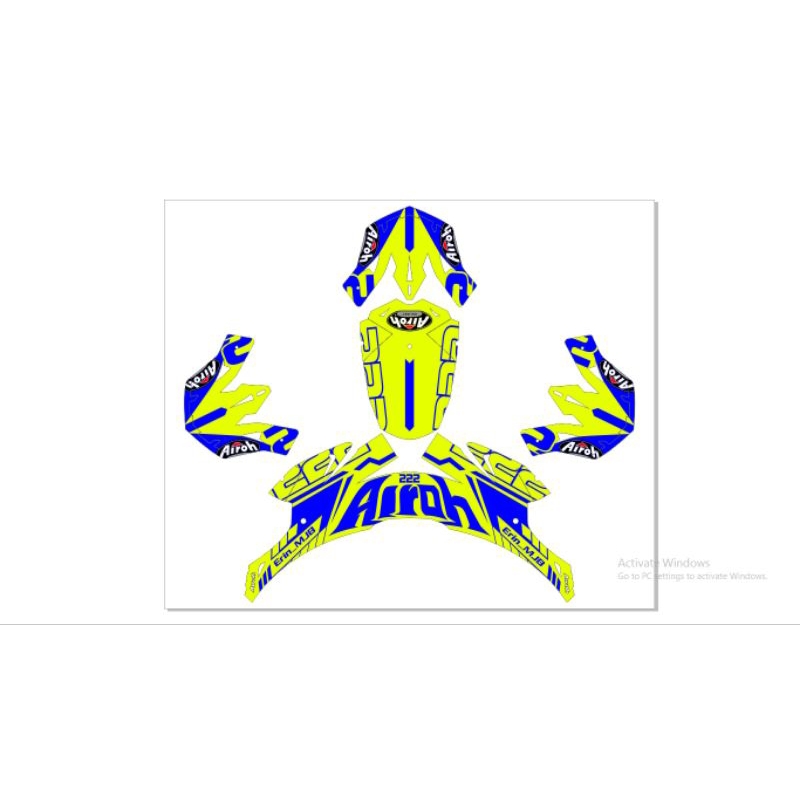 Decal helm JPX Trail custom motif helm airoh free design mantap print warna cerah