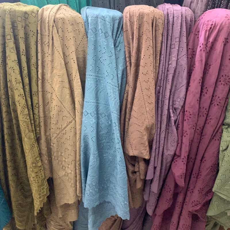 macam" kain cotton bordir/bahan katun bordir import harga meteran