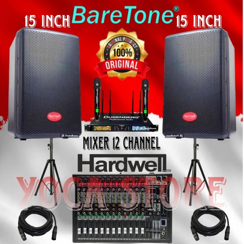 Sound Karaoke Baretone 15 Inch MAX15RC MIxer 12 Channel 2 Mic Wireless