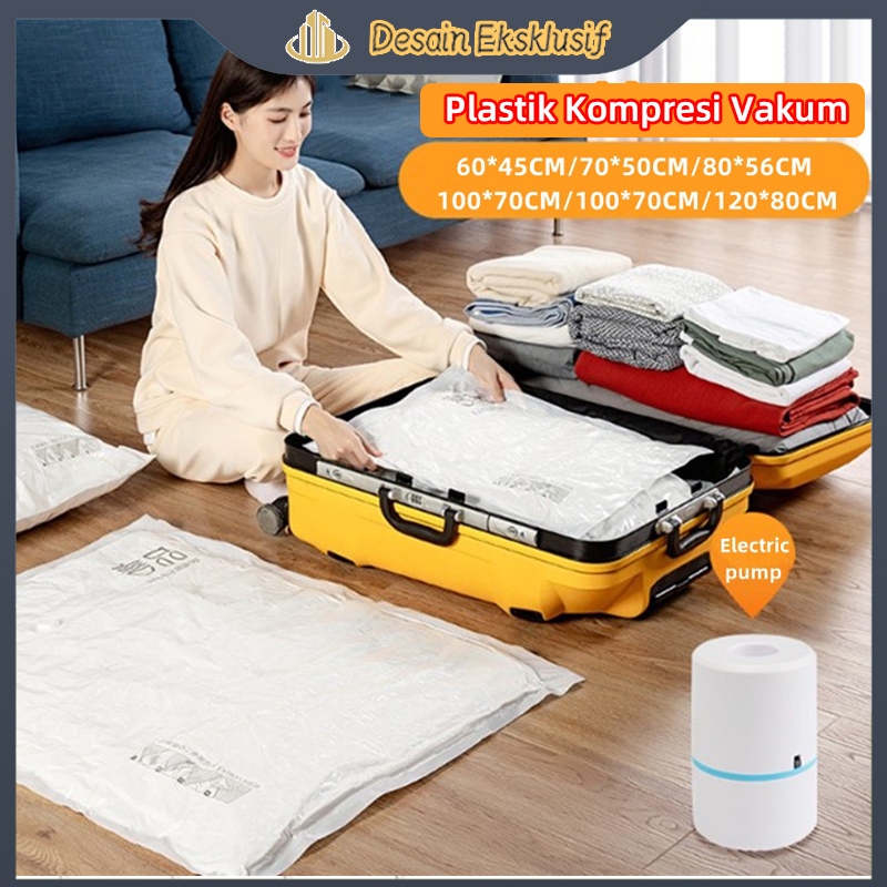 Plastik Kompresi Vakum / Vacum Plastic Bag / Plastik Pompa Listrik Manual / Tahan Air / Vakum Baju P