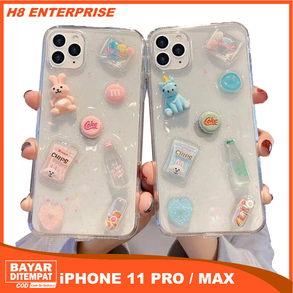case iPhone 11 Pro / 11 Pro Max Softcase liquid Design Unicorn 3D transparan