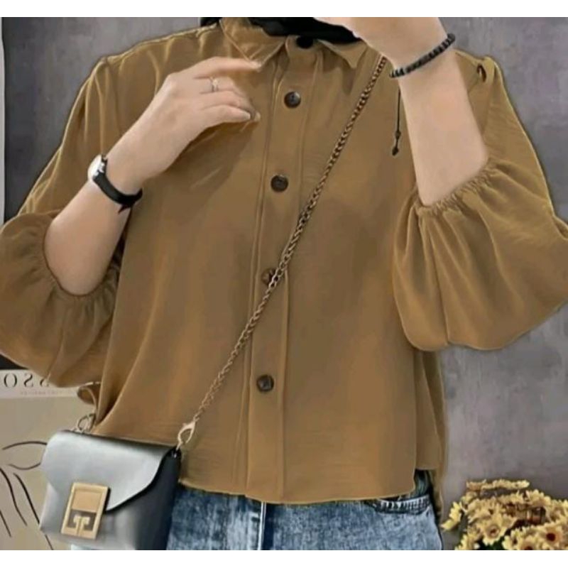 Crop TOP - Kemeja Crinkle Airflow Blouse Crop