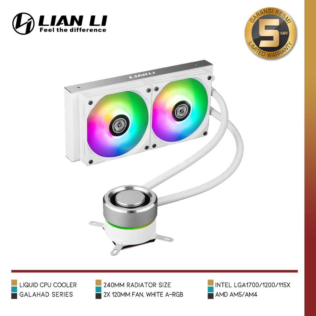 LIAN LI - GALAHAD 240 WHITE | CLOSED-LOOP AIO LIQUID CPU COOLER