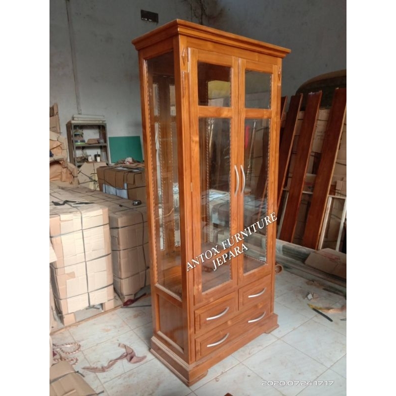 lemari hias jati, lemari pajangan jati