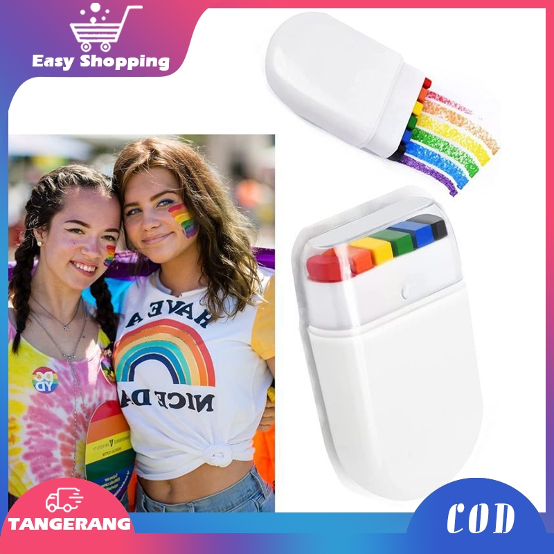 

2pcs Rainbow Face Painting 6 Warna Painting Wajah Make Up Body Painting Cat Wajah Body Paint