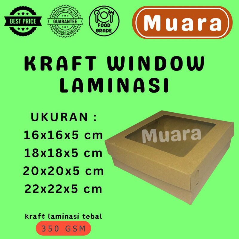 

Dos Kraft Window Laminasi Tinggi 5 Cm / Kardus Kotak Box Kue Hampers Souvenir Kraft
