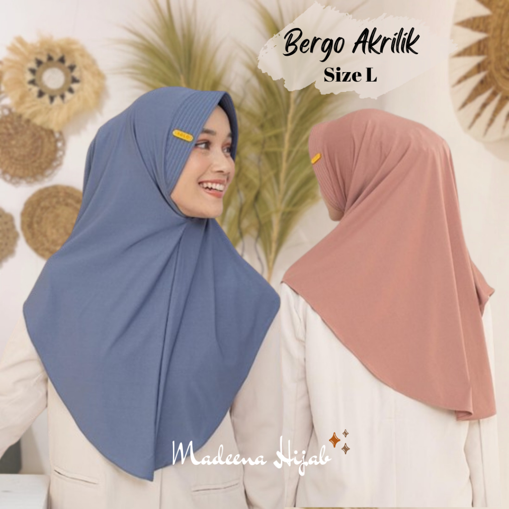 BERGO JERSEY PET LABEL AKRILIK / Bergo Hamidah size L Plat Logo Akrilik Gold / Hijab Instant Sport A
