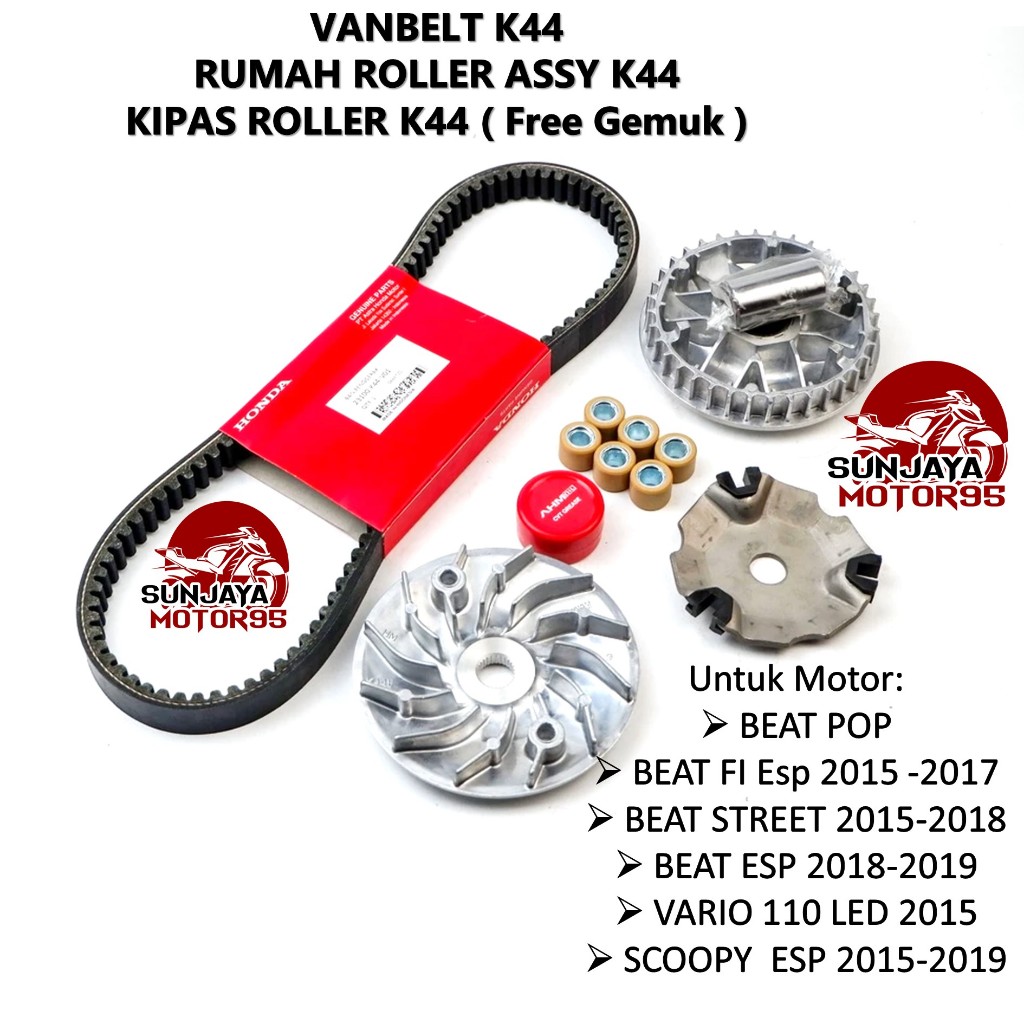 paket CVT Vanbelt + Rumah Roller Set + Kipas Roller Beat pop Beat Fi Esp Vario 110 Fi Esp Scoopy Fi 
