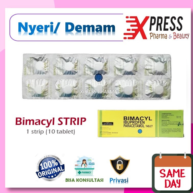 ⚡XPRESS⚡Bimacyl STRIP Obat Nyeri Demam Paracetamol Parasetamol Tablet Kaplet Bimasil Bimasyl Bymasil