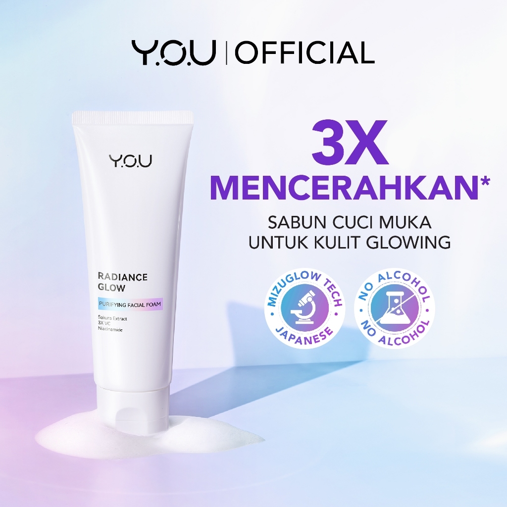 YOU Radiance Glow Purifying Facial Foam Sabun Cuci Muka Brightening Facial Wash You Mencerahkan Waja