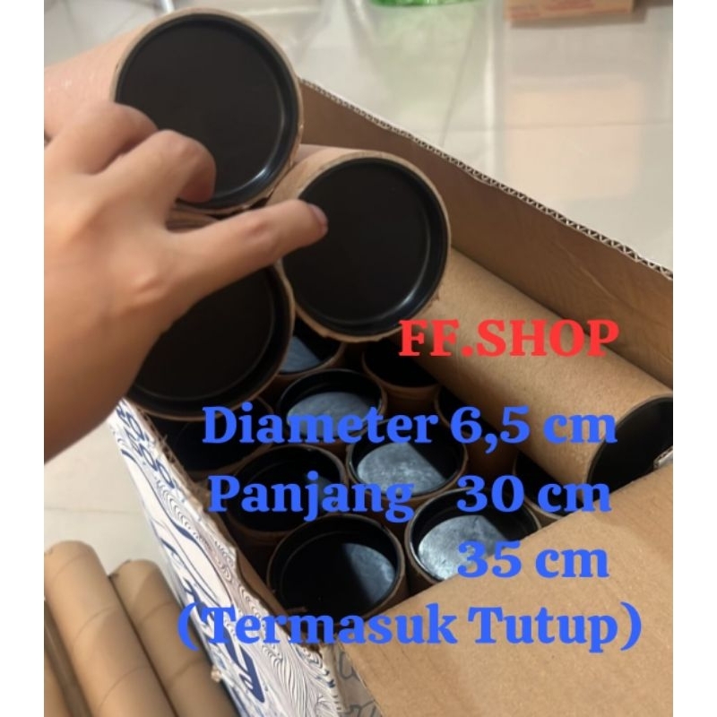 Tabung Packing/Tube Paper Core+ tutup/selongsong 6,5 x 30 cm,35 cm ( sudah termasuk tutup)