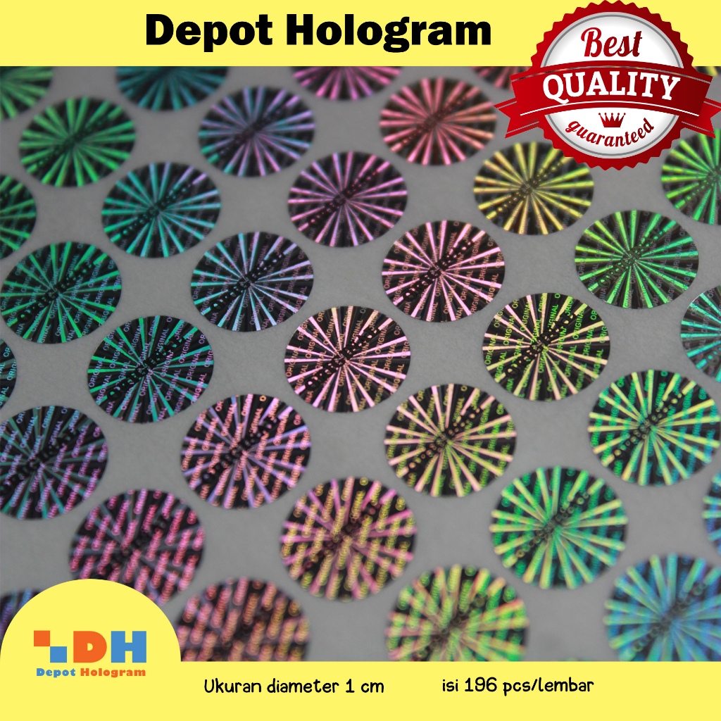 PAKET 50 LBR St. Hologram original 1 cm Silver - segel rusak biasa