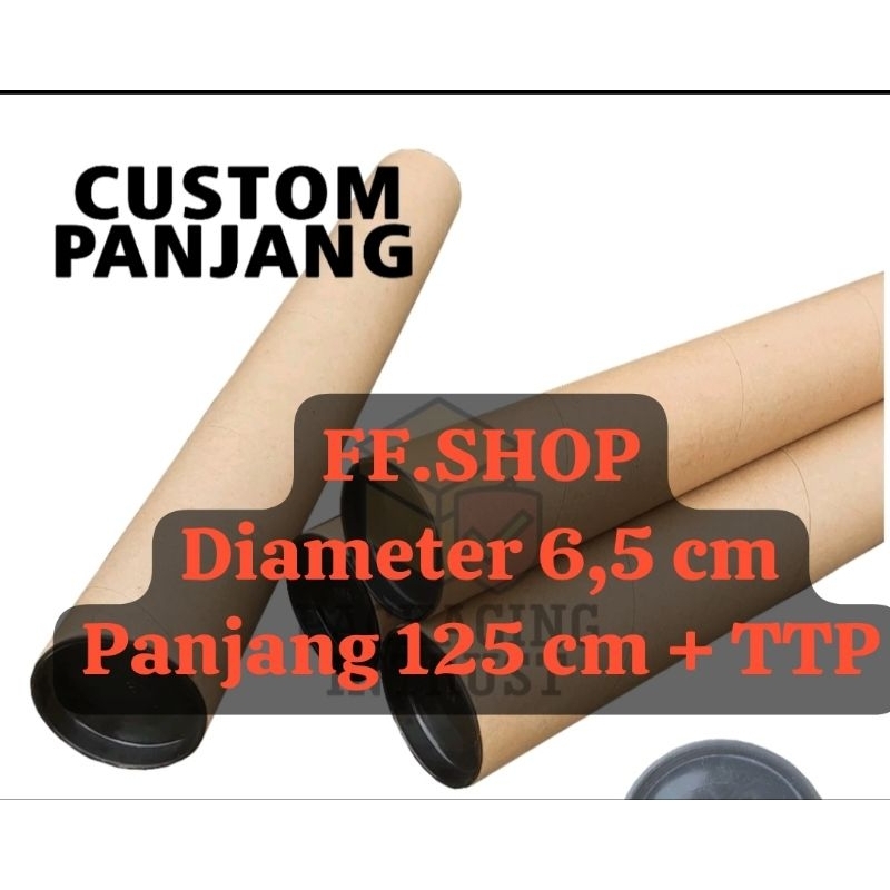 Tabung Packing/Tube Paper Core+ tutup/selongsong 6,5 x 125 cm (sudah termasuk tutup)