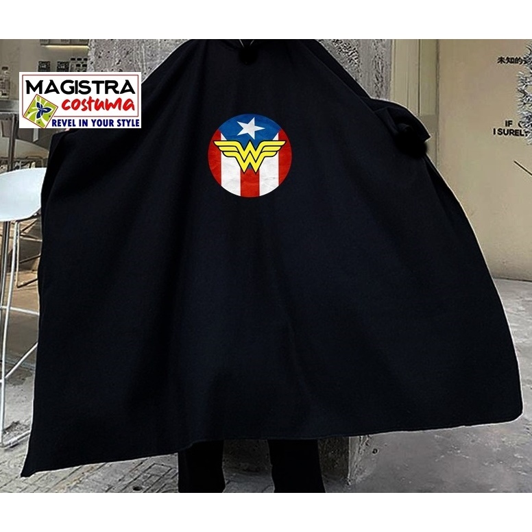 Jubah Panjang  Hoodie Kostum WONDERWOMAN | Premium Hitam Hoodie Pria Wanita Dewasa Superhero Avenger