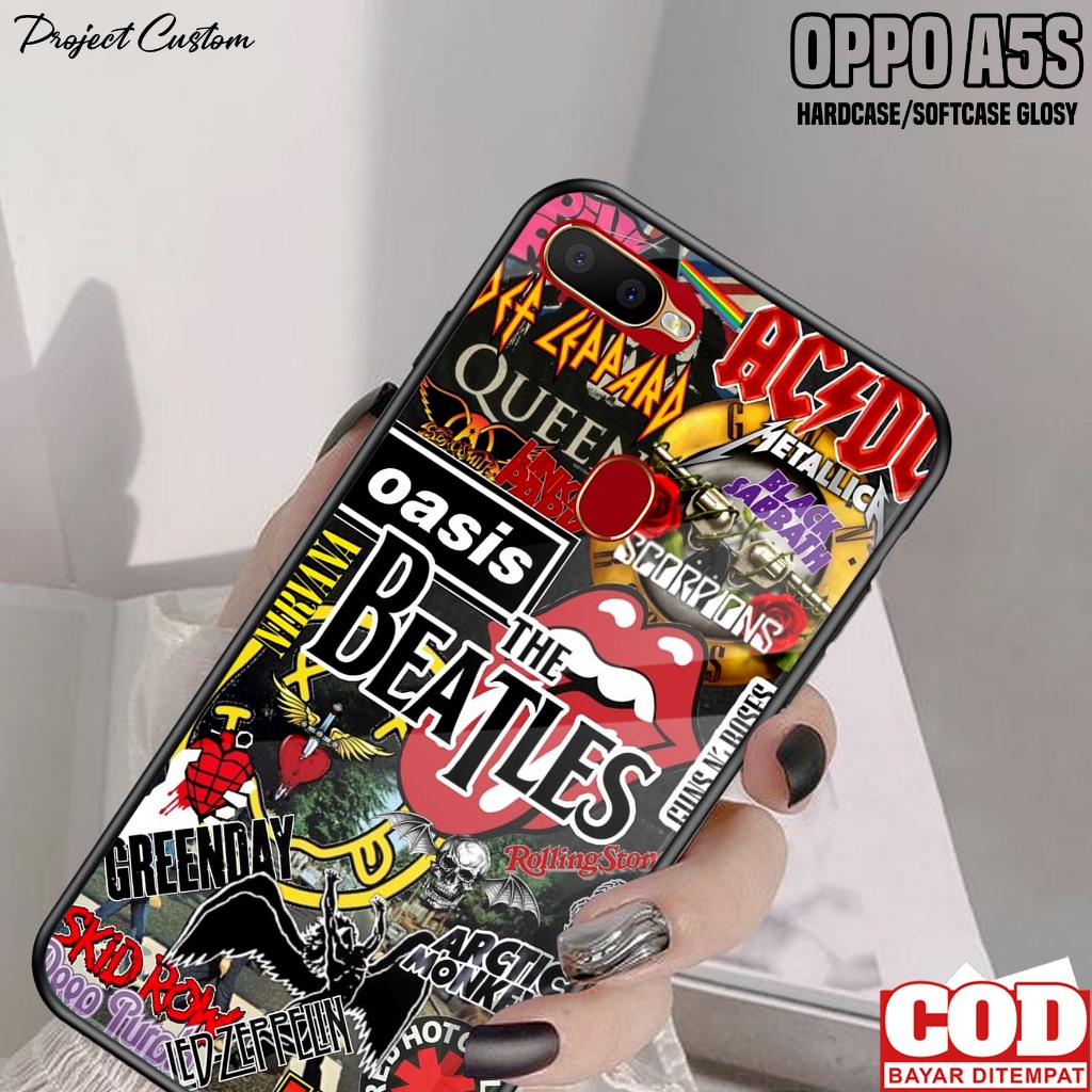Case Oppo A5S - Casing Hp Oppo A5S Motif ( BAND ) - Softcase Glass Kaca - Kondom Hp - Cassing - Peli