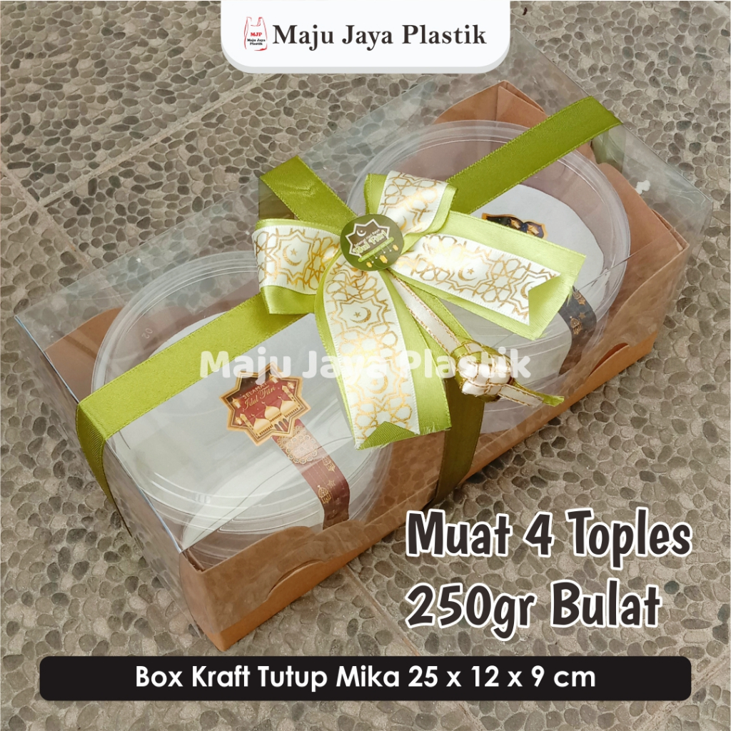 

(Min 5pcs) Box Toples Kue Kering 250 gr isi 2 kotak Box hampers edisi Idul Fitri model Bunga warna Hijau Motif Lebaran Idul Fitri Eid mubarak isi 2 toples 250gram