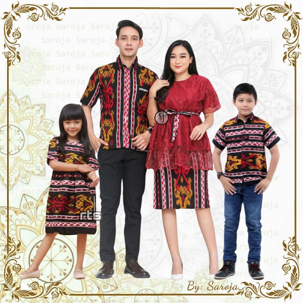 Couple Keluarga Family Set Dress Brukat Debby | Dress Brokat Natal Mewah | Couple Baju Kondangan Casual | Dress Wanita Kantor Kekinian | Sarimbit Baju Natal Terbaru 2024