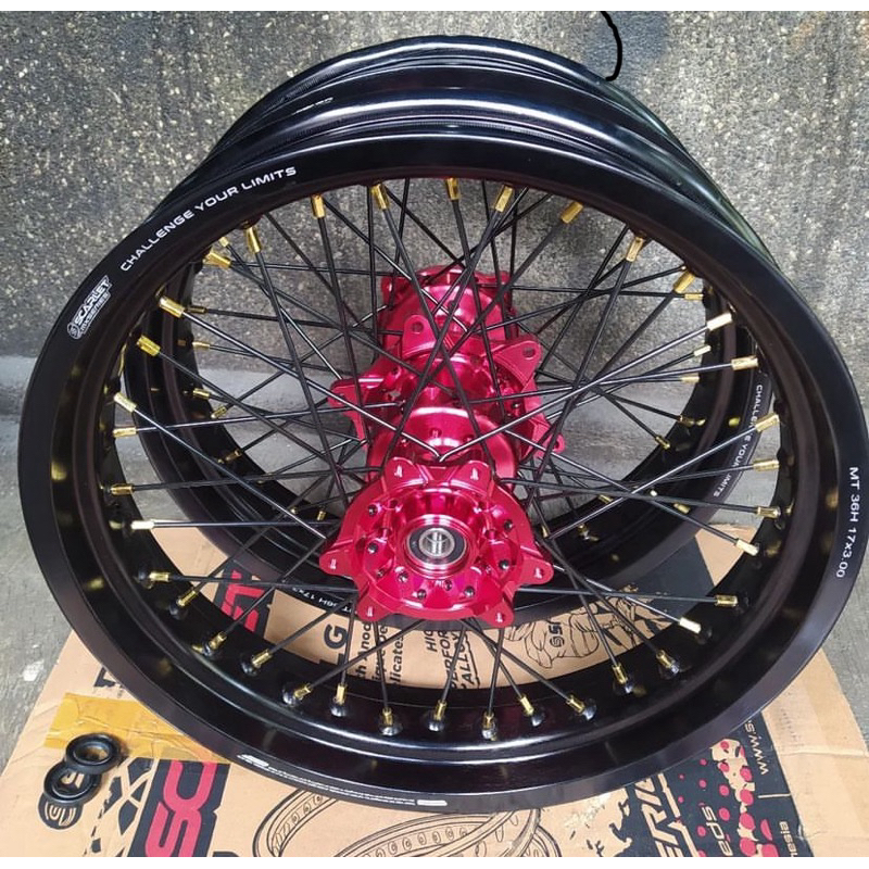 VELG SET HONDA CRF 150 L SUPERMOTO SCARLET