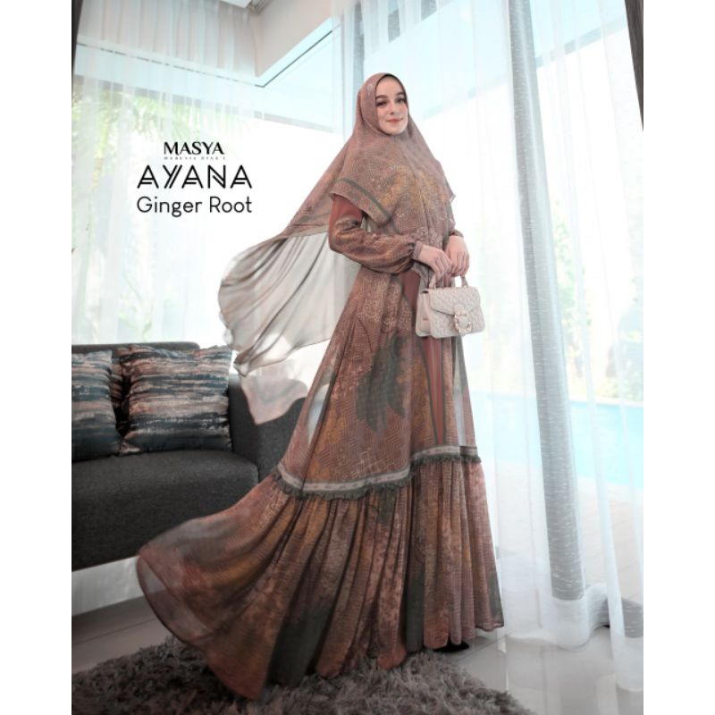 Set Gamis Dress Busui Friendly Ceruty Babydoll Printing Premium Syari Pink - Coklat Tua - Coksu - Me