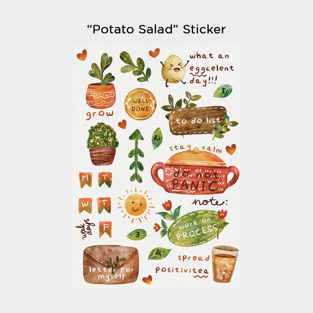 

Life Plan Journal - Sticker Sheet "Potato Salad" x @helloseumine - Planner Stickers, Journal Stickers