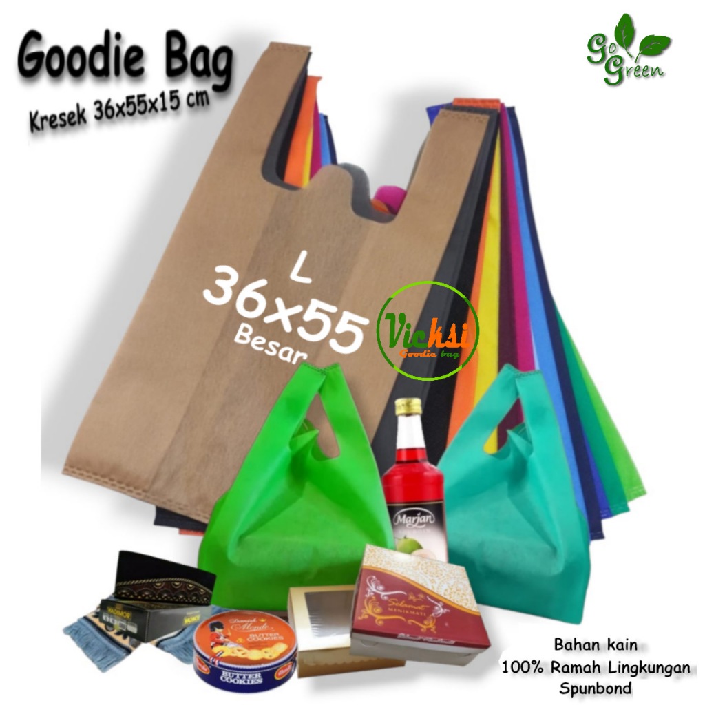 

Tas Kain Spunbond Polos Model Kantong Kresek Ukuran L 36x55x10 cm Go Green Goodei Bag Ramah Lingkungan Untuk Bingkisan Kemasan Souvenir Shopping Belanja Lipat Promosi Laundry Bekal / Mika / Dus Nasi Kotak Bento / Qurban - Bisa Di sablon Pengganti Plastik