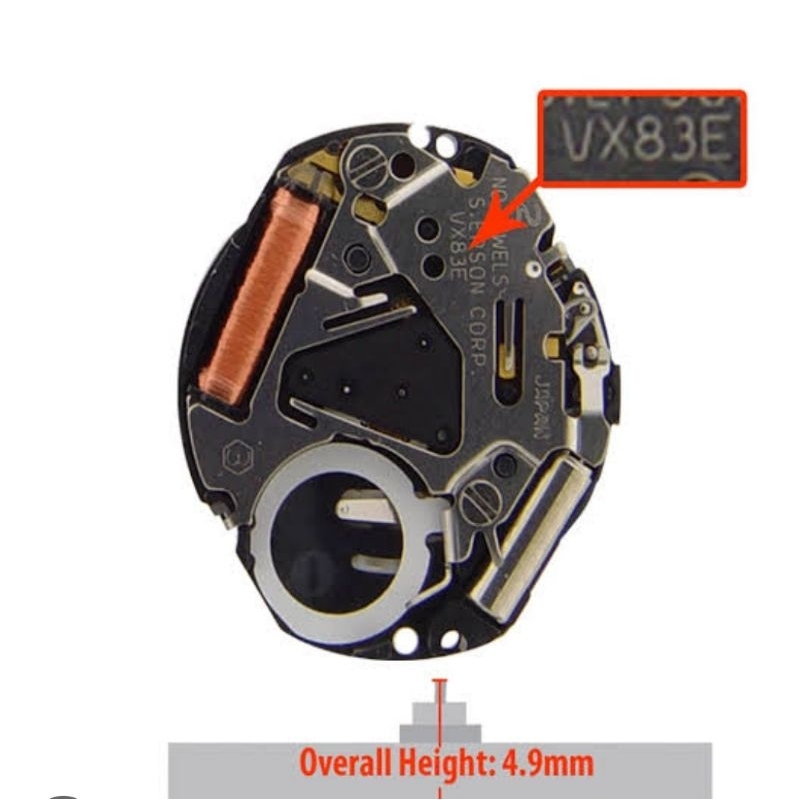 MESIN JAM TANGAN VX 83E TANGGAL HARI