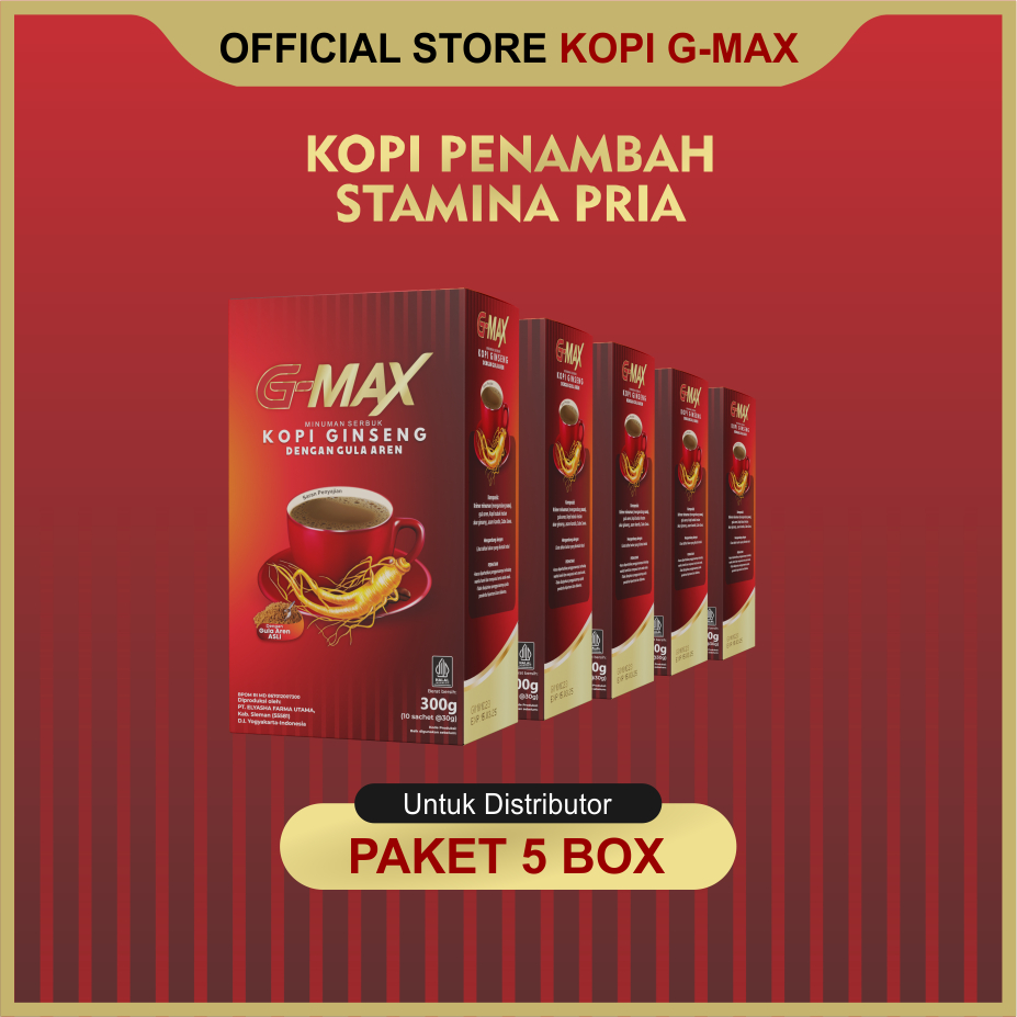 

(5 Box) Paket DIstributor Kopi G-Max - Kopi Ginseng Penambah Stamina Pria