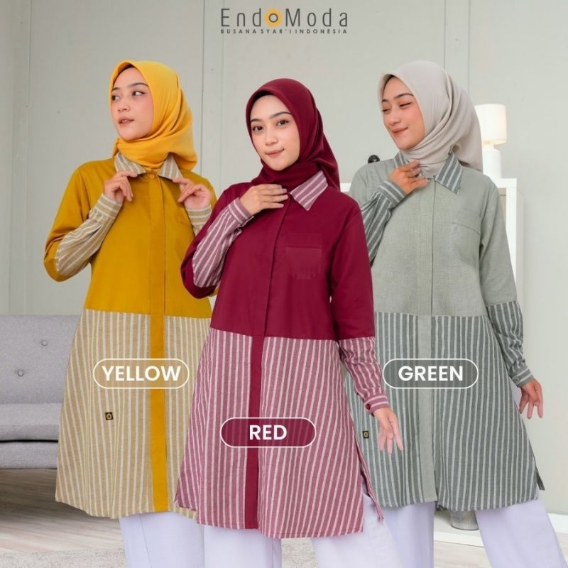 Tunik Premium Havuka by Endomoda|Tunik Polos Kombinasi Dua Warna|Tunik Muslimah|Baju Muslim|Atasan C