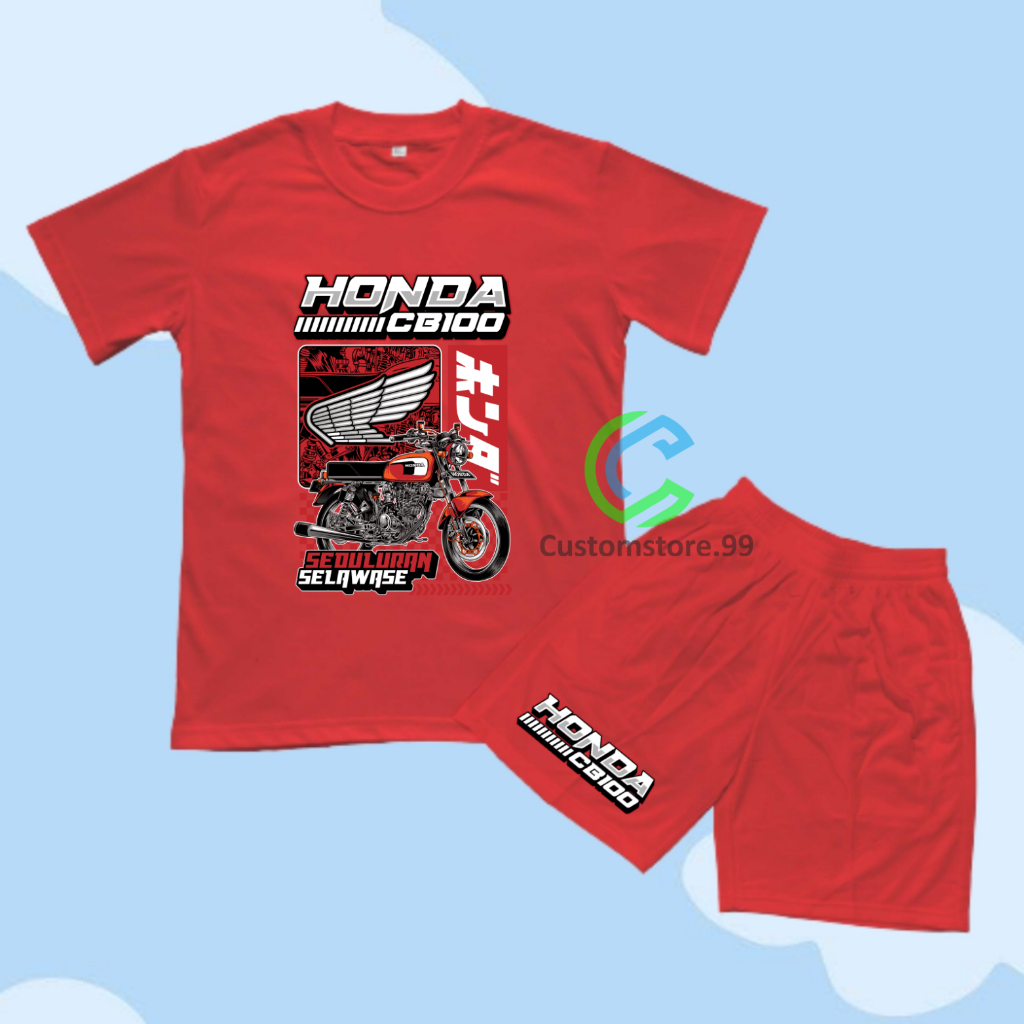 STELAN Baju Kaos Celana Anak Motif Motor Classic Honda CB100 Terbaru FREE NAMA