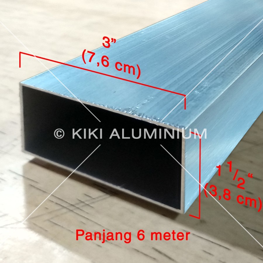 Hollow Aluminium 38 x 76 mm - Tebal 1,15 mm - Panjang 6 meter untuk Jidar - Warna: Silver (MF)