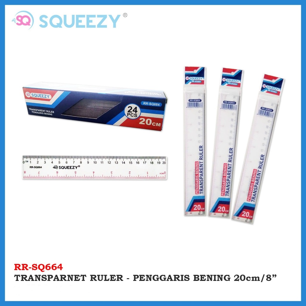 

Penggaris Plastik Bening 20cm SQUEEZY (1pcs)