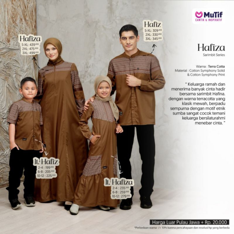 Sarimbit Mutif Hafiza / Gamis Koko Mutif / Mutif Terbaru / Sarimbit Keluarga / Sarimbit Formal