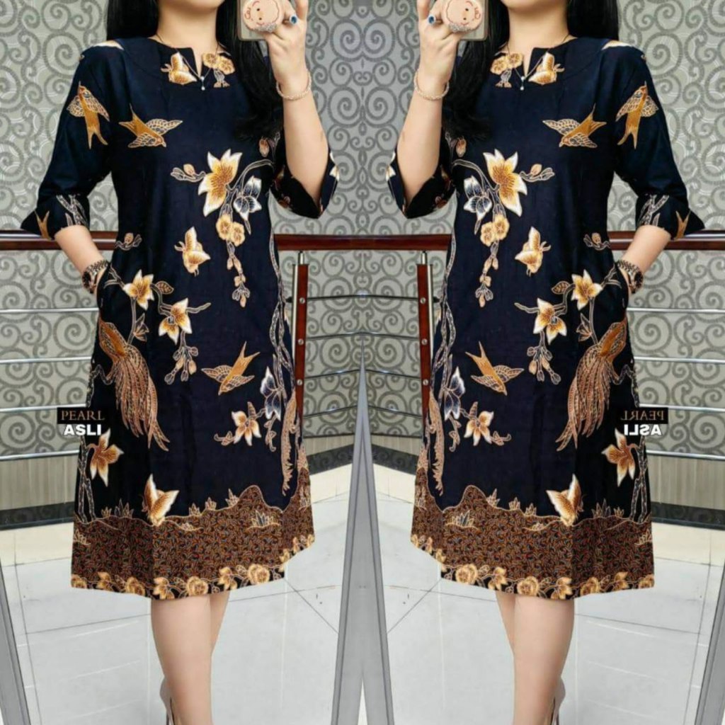 DRESS BATIK PANJANG MODEL TERBARU 2024 UKURAN JUMBO LD 120 LD 130 BAJU KANTOR WANITA MODERN PAKAIAN 