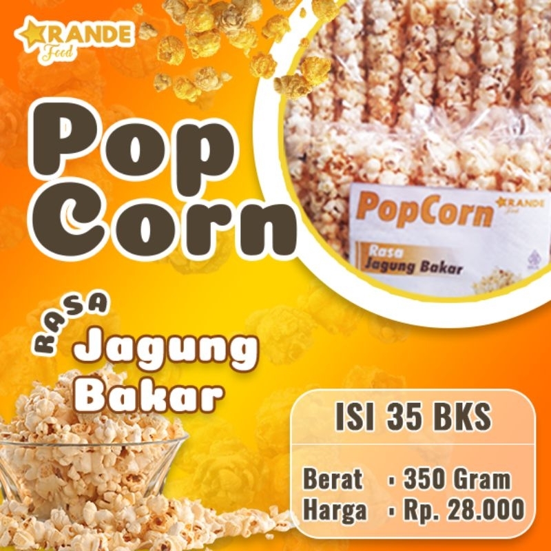 

Cemilan Popcorn Rasa Jagung Bakar kemasan plastik 7×18 isi 35 pcs