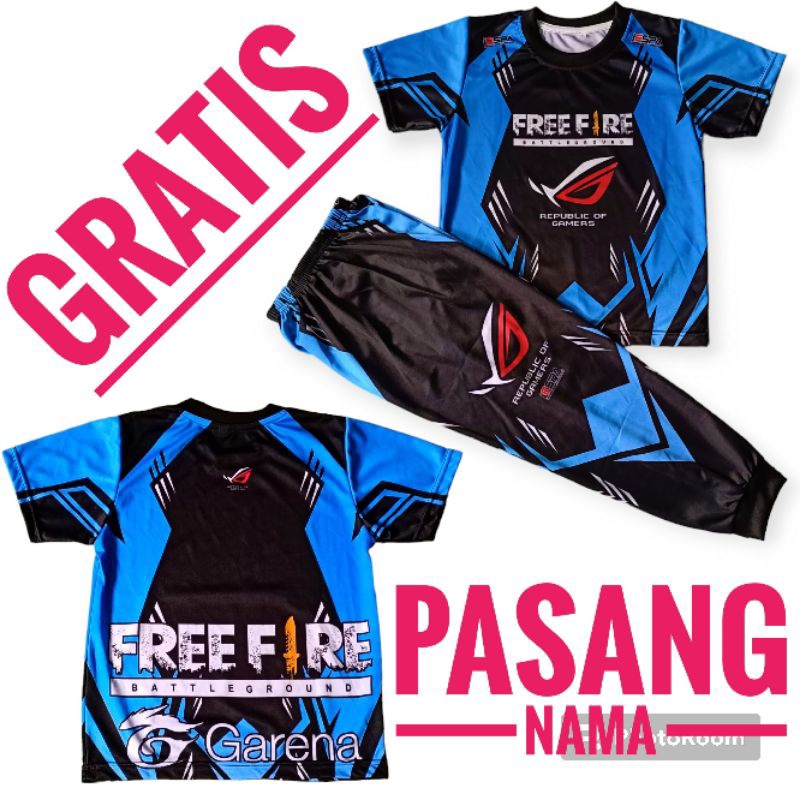 SETELAN BAJU GAMING FF BNL, SETELAN CELANA CALCA ANGEL  FREE FIRE,