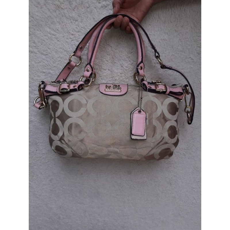 Tas Coach Wanita Handbag Sling Bag Kanvas Mix Kulit Asli