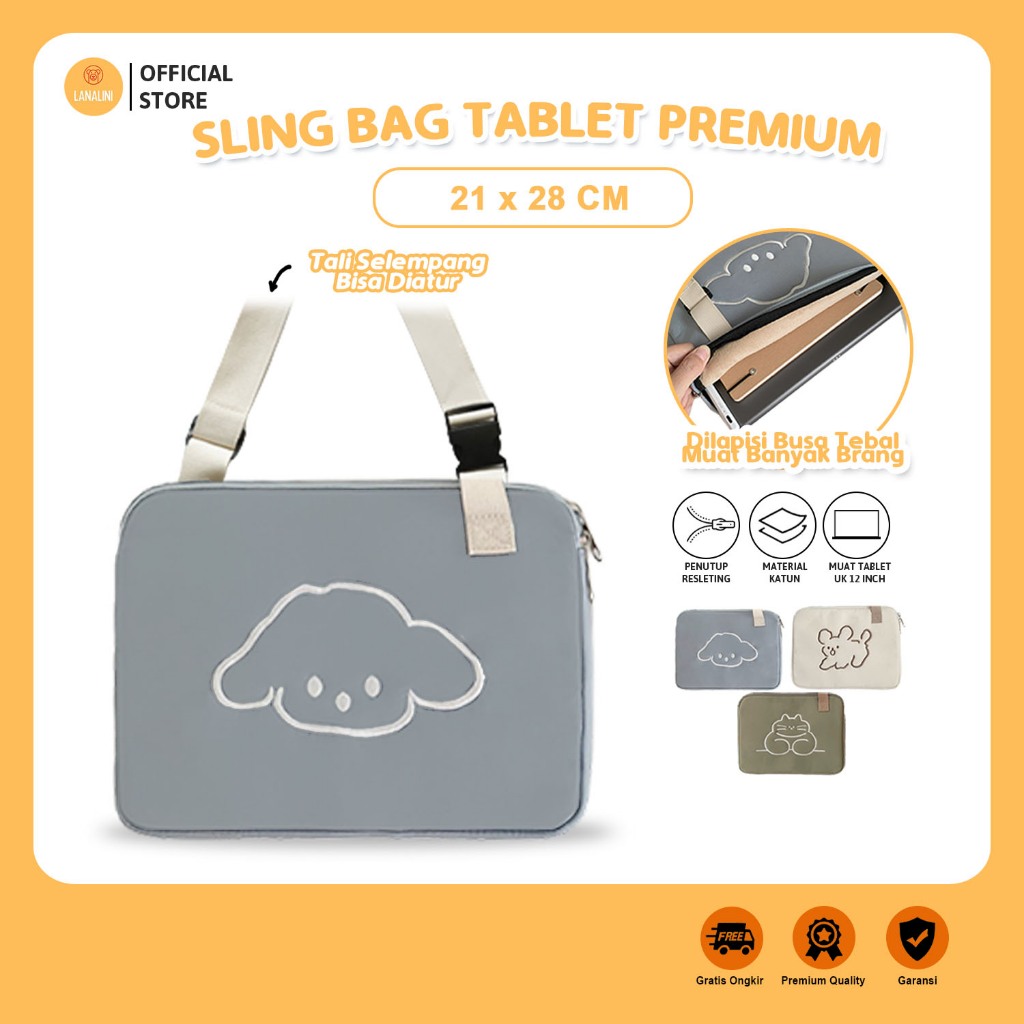 Tas Tablet Slempang Sleeve Slingbag Pouch Charger Kabel Mouse Shockproof Full Protection iPad Air Pr
